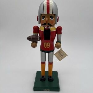Limited Edition Wooden Football Player Nutcracker 2009 Hand Painted 14" Holiday